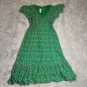 Max Studio Green Floral Midi Dress